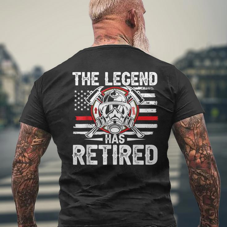 The Legend Has Retired Fireman American Flag Usa Firefighter Mens Back Print T-shirt Gifts for Old Men