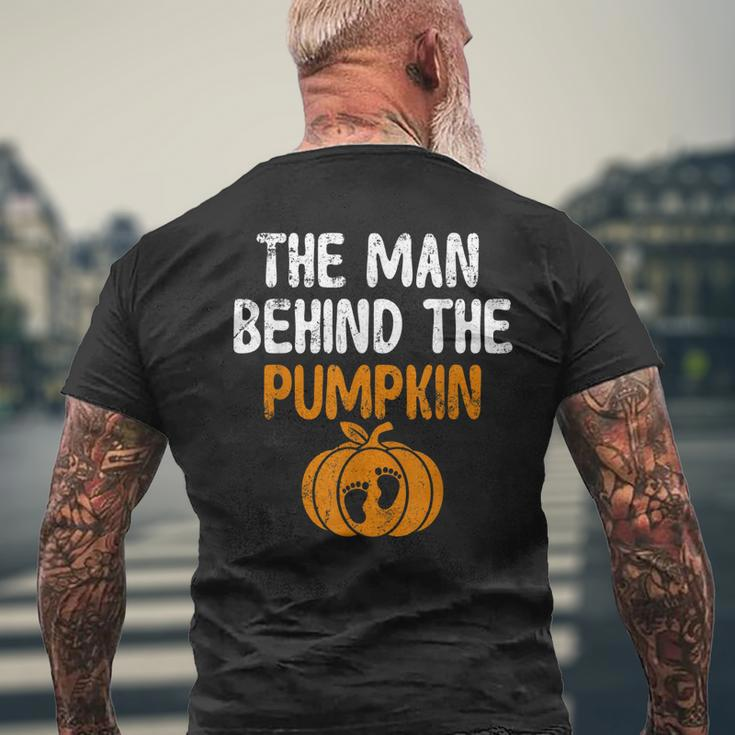 The Man Behind The Pumpkin Pregnancy Halloween New Dad Mens Back Print T-shirt Gifts for Old Men