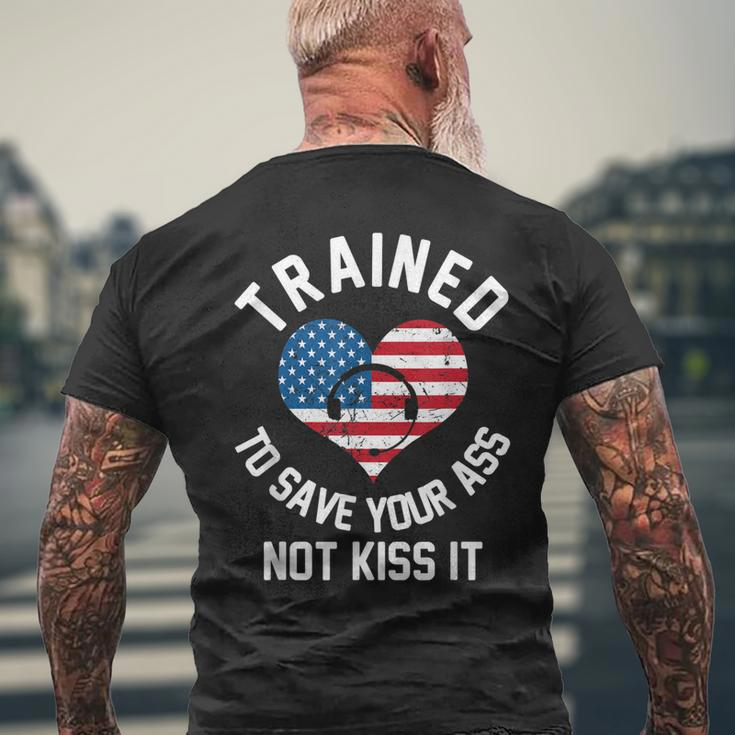 Trained To Save Your Ass Not Kiss It - 911 Operator Men's Back Print T-shirt Gifts for Old Men