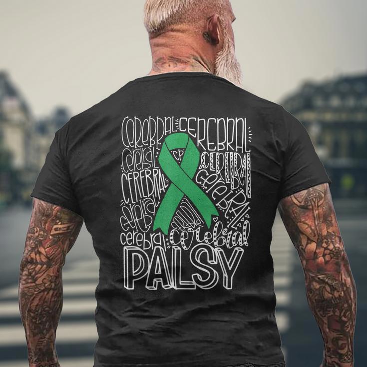 Typography Green Ribbon Cerebral Palsy Cp Awareness Support Men's Back  Print T-shirt | Mazezy