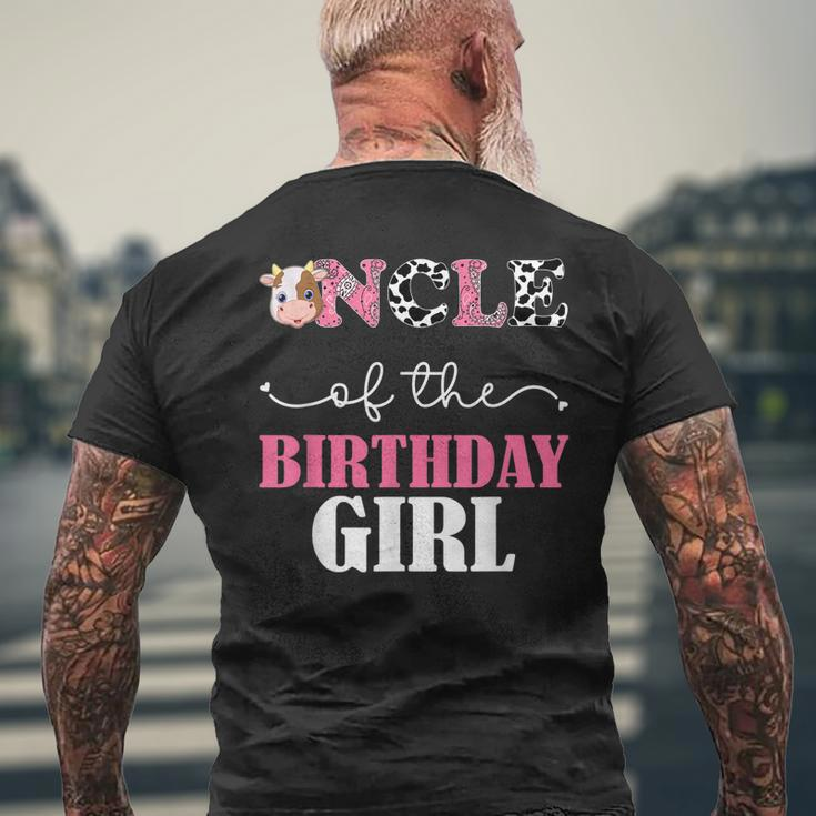 Uncle Of The Birthday For Girl Cow Farm 1St Birthday Cow Mens Back Print T-shirt Gifts for Old Men