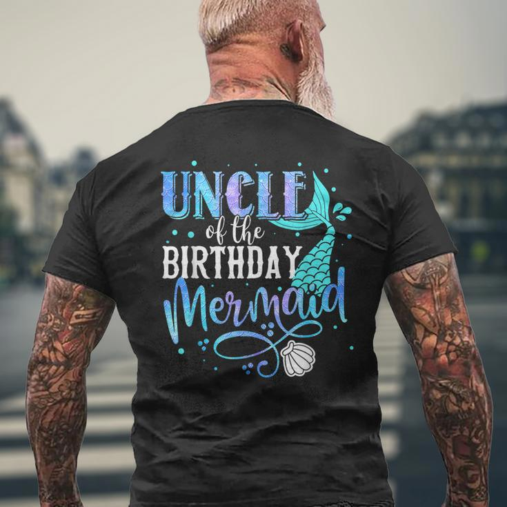 Uncle Of The Birthday Mermaid Family Matching Party Squad Mens Back Print T-shirt Gifts for Old Men
