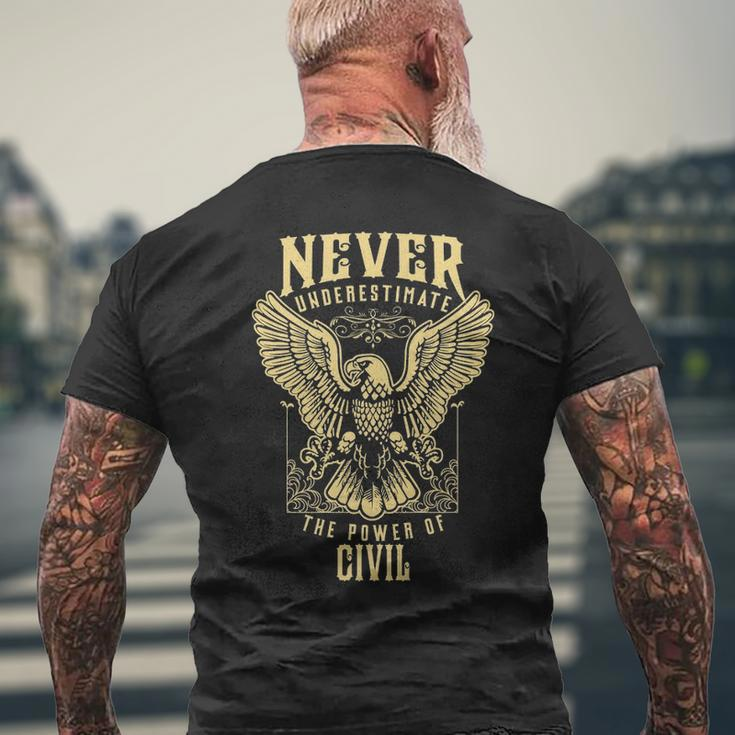 Never Underestimate The Power Of Civil Personalized Last Name Men's T-shirt Back Print Gifts for Old Men