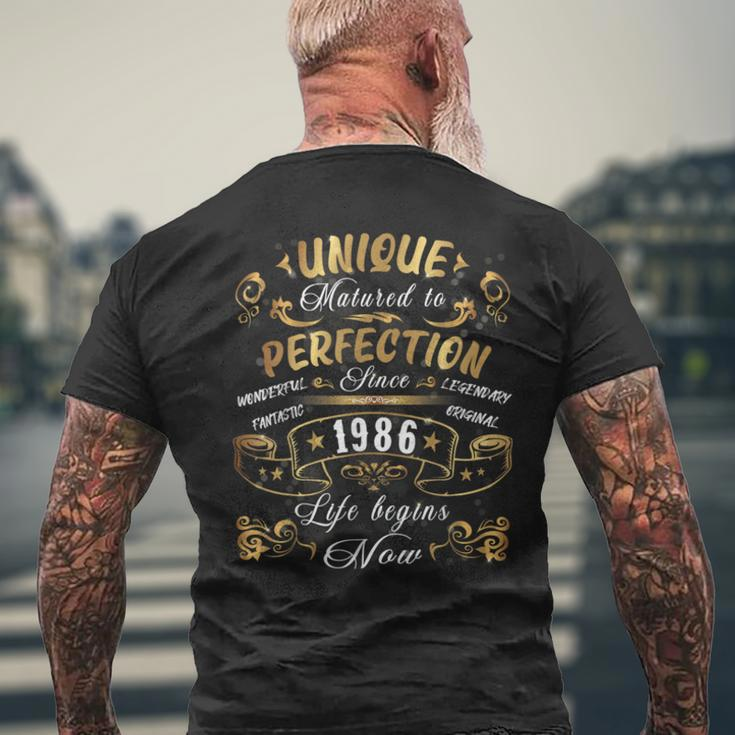 Unique 1986 Birthday Meme Mother And Father Born In 1986Men's Back Print T-shirt Gifts for Old Men
