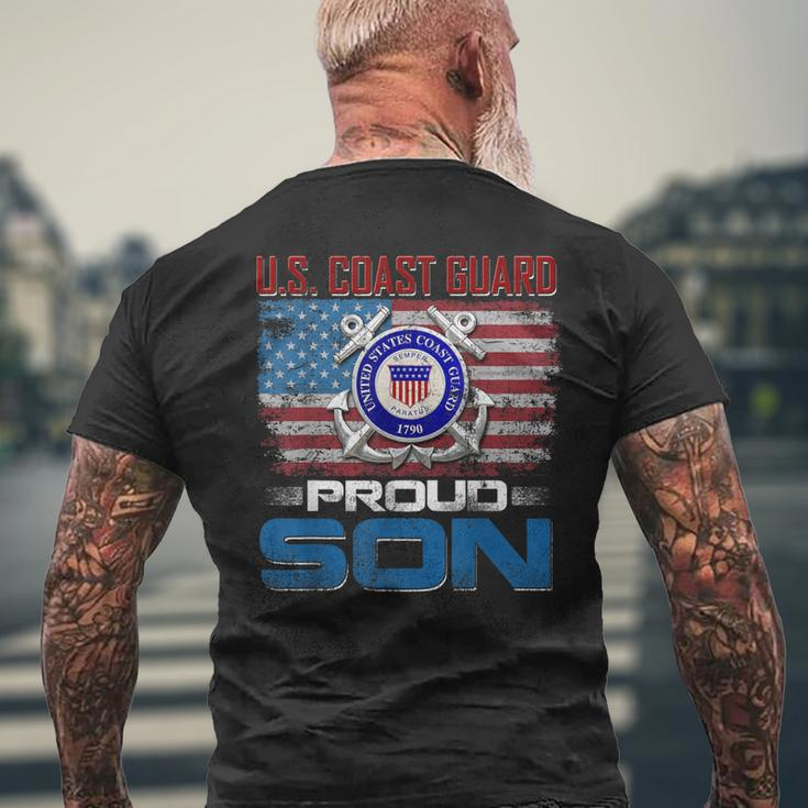 US Coast Guard Proud Son With American Flag Men's T-shirt Back Print Gifts for Old Men