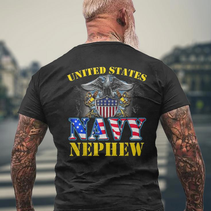 Us Military Navy Nephew With American Flag Veteran Gift Mens Back Print T-shirt Gifts for Old Men