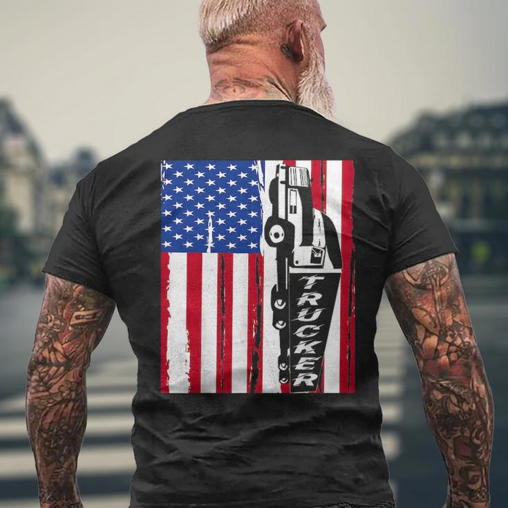 Usa Flag Truck Driver American Flag Trucker Men's T-shirt Back Print Gifts for Old Men