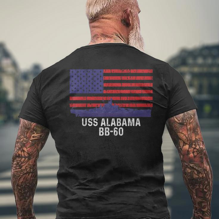 Uss Alabama Bb60 Battleship Vintage American Flag Men's Crewneck Short Sleeve Back Print T-shirt Gifts for Old Men