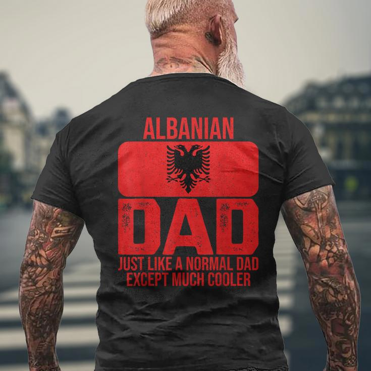 Mens Vintage Albanian Dad Albania Flag Fathers Day Men's T-shirt Back Print Gifts for Old Men