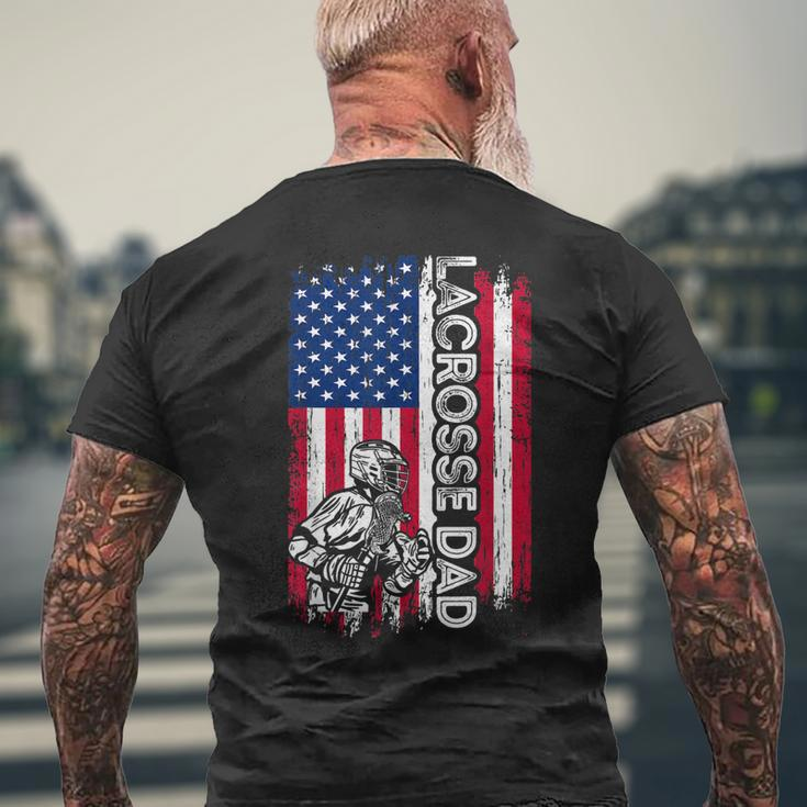 Vintage American Flag Lacrosse Dad Daddy Men Men's T-shirt Back Print Gifts for Old Men