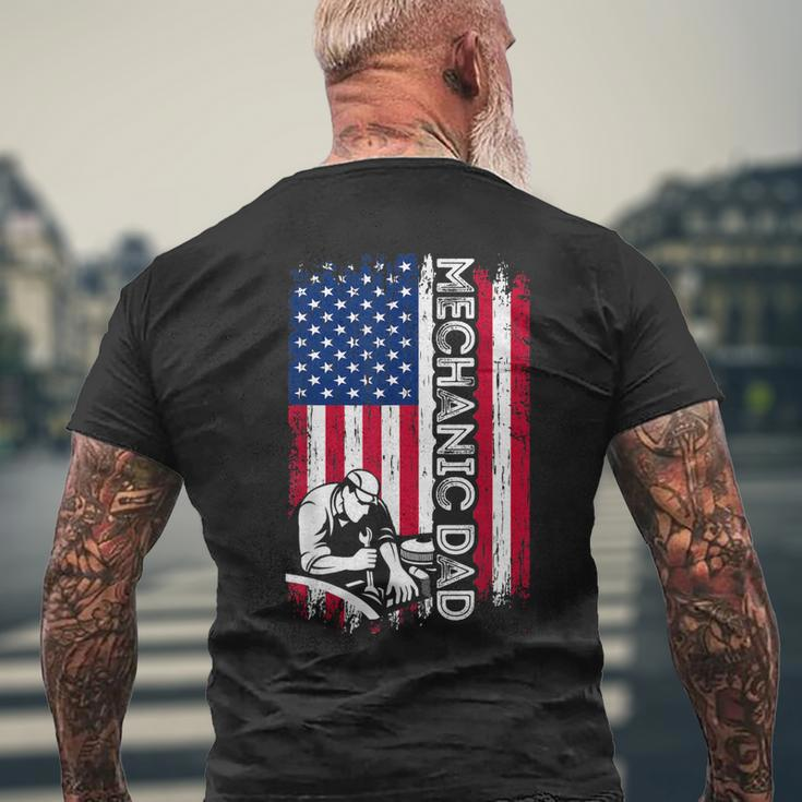 Vintage American Flag Mechanic Dad Daddy Men Men's T-shirt Back Print Gifts for Old Men