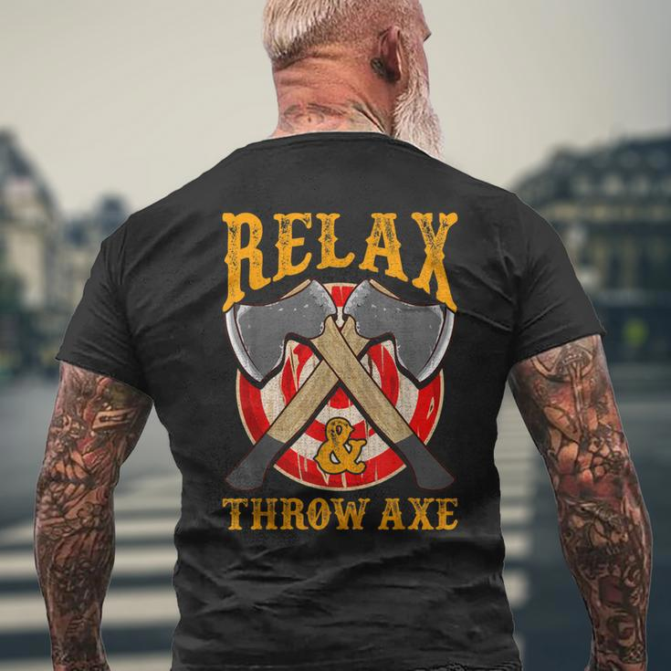Vintage Axe Throwing Hatchet Lumberjack Dad Men's T-shirt Back Print Gifts for Old Men