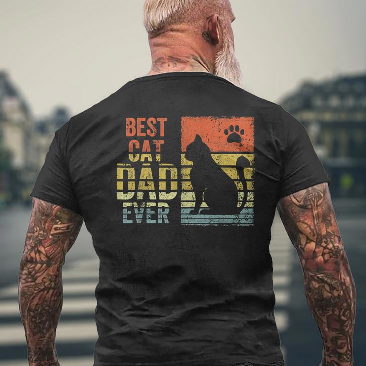 Vintage Best Cat Dad Ever Funny Cat Daddy Fathers Day Mens Back Print T-shirt Gifts for Old Men