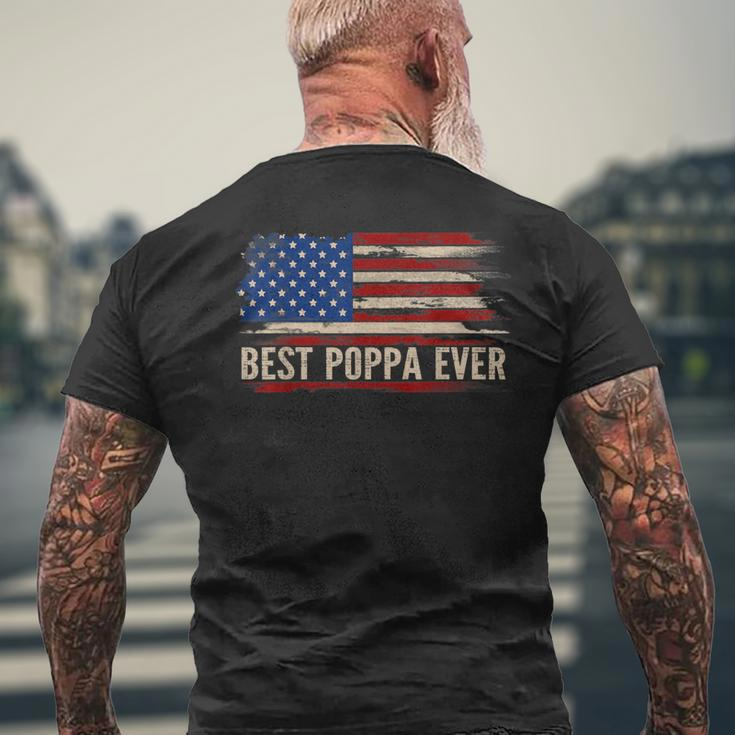 Vintage Best Poppa Ever American Flag Fathers Day Gift Mens Back Print T-shirt Gifts for Old Men