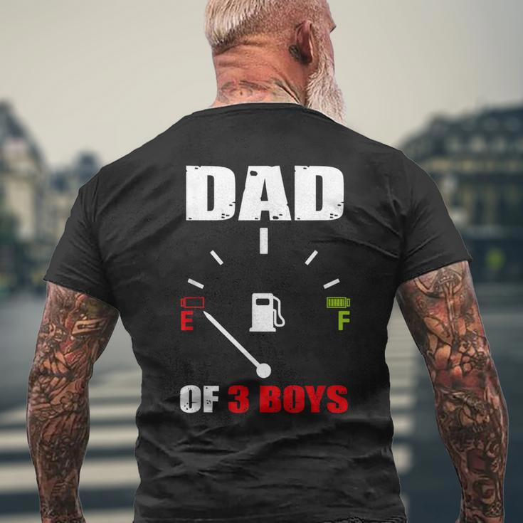 Vintage Dad Dad Of 3 Boys Battery Low Fathers Day Men's T-shirt Back Print Gifts for Old Men