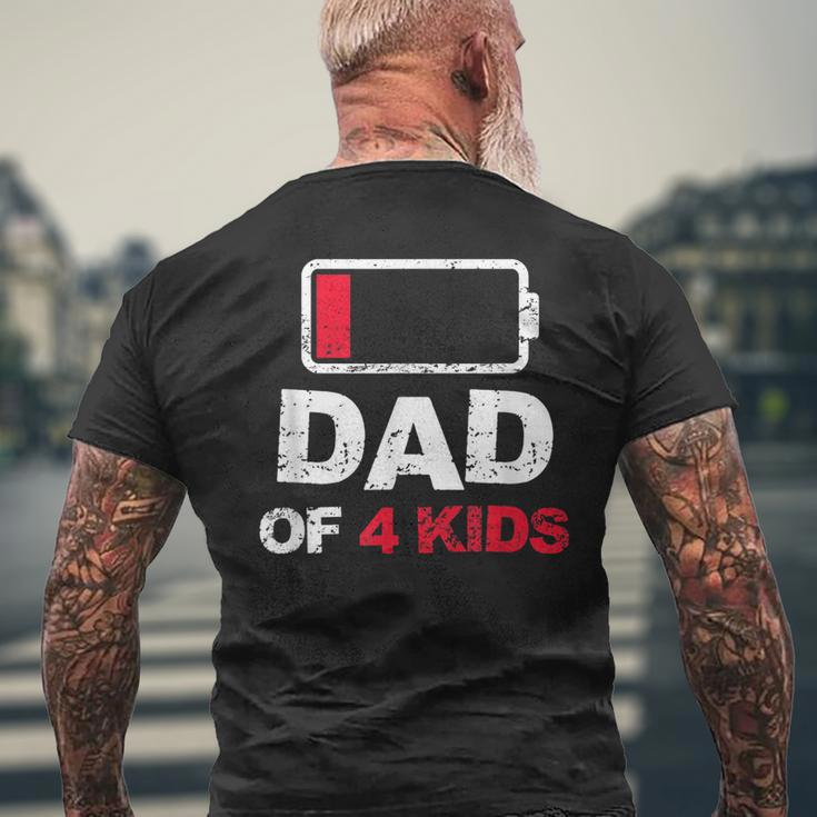 Vintage Dad Dad Of 4 Kids Battery Low Fathers Day Men's T-shirt Back Print Gifts for Old Men