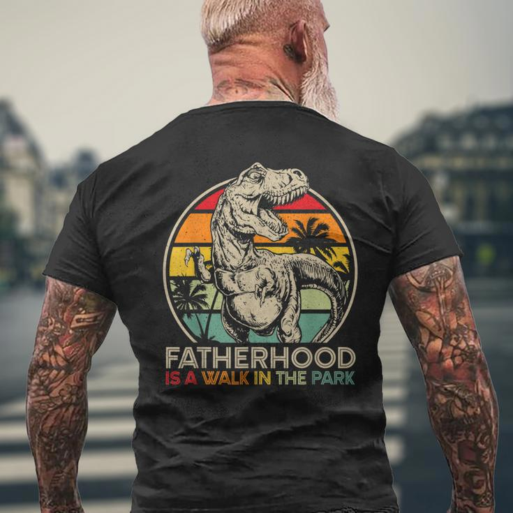 Mens Vintage Fatherhood Is A Walk In The Park DadRex Dinosaur Men's T-shirt Back Print Gifts for Old Men