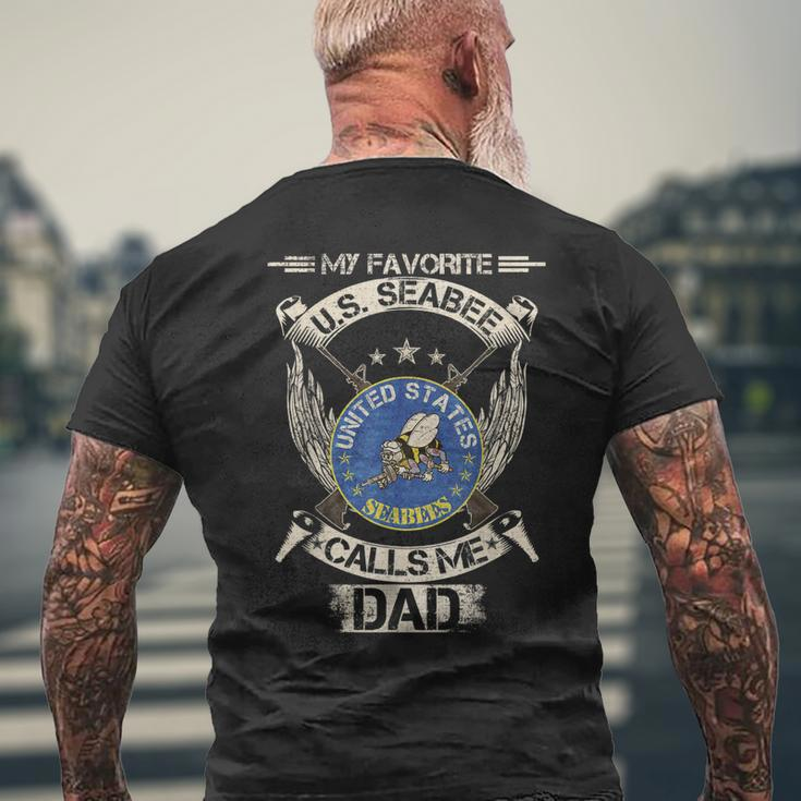 Vintage My Favorite Us Seabee Veteran Calls Me Dad Men's T-shirt Back Print Gifts for Old Men