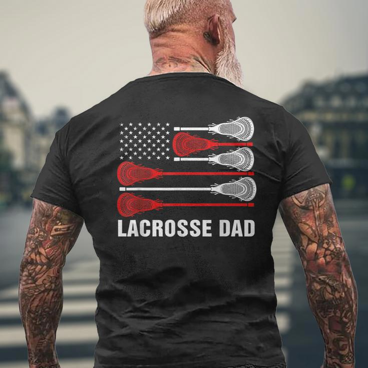 Vintage Lacrosse Dad Lax Dad Usa Flag Patriotic Men's T-shirt Back Print Gifts for Old Men