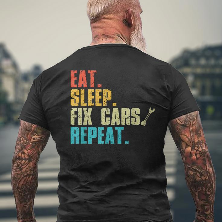 Vintage Mechanic Men Dad Garage Car Lover Mens Back Print T-shirt Gifts for Old Men