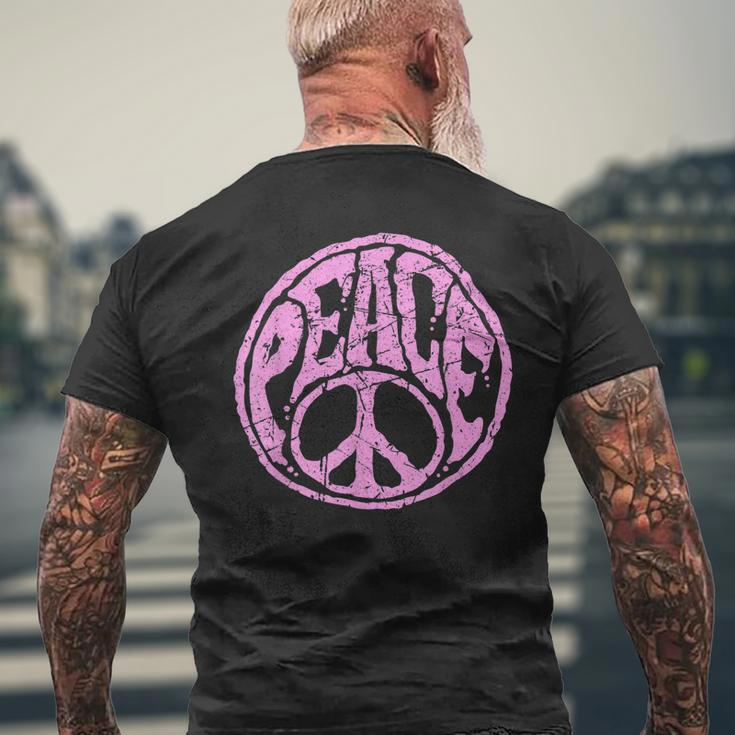 Vintage Pink Peace Sign 60S 70S Hippie Retro Peace Symbol Men's Back Print T-shirt Gifts for Old Men