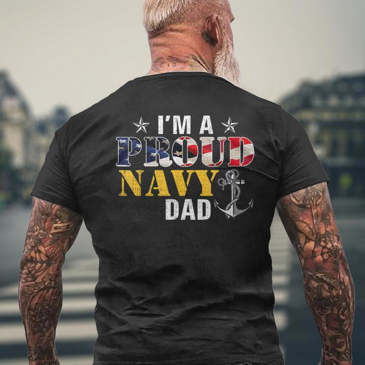 Vintage Im A Proud Navy With American Flag For Dad Men's T-shirt Back Print Gifts for Old Men