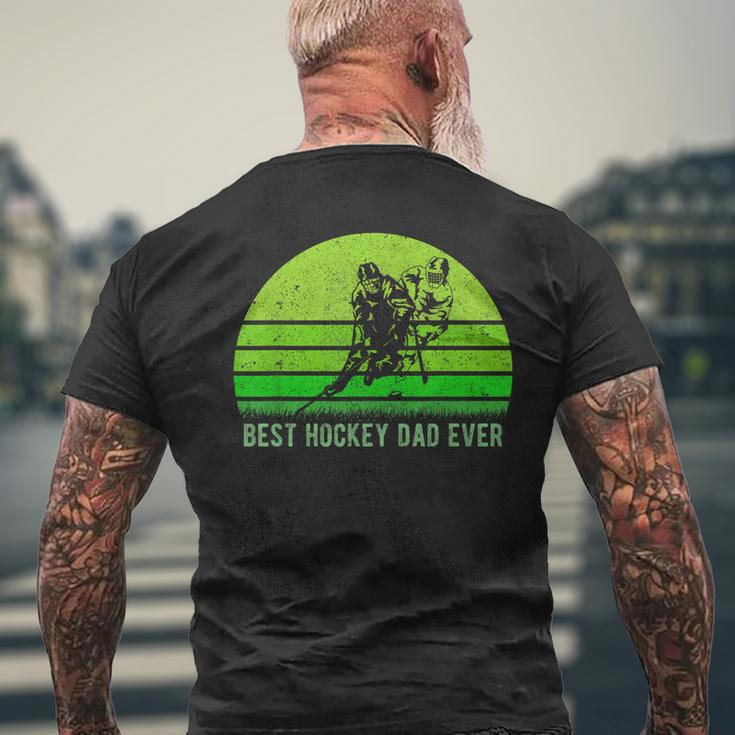 Vintage Retro Best Hockey Dad Ever DadFathers Day Men's Back Print T-shirt Gifts for Old Men