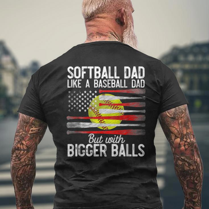 Vintage Softball Dad Like A Baseball Dad Us Flag Fathers Day Men's T-shirt Back Print Gifts for Old Men