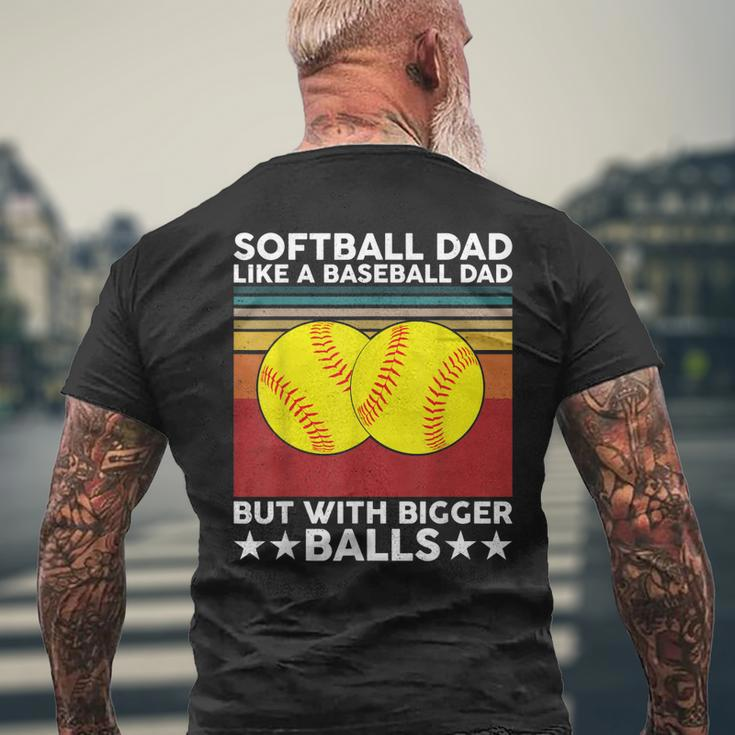 Vintage Softball Dad Like A Baseball Dad Us Flag Fathers Day Mens Back Print T-shirt Gifts for Old Men