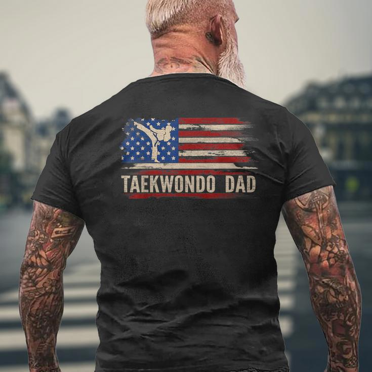 Vintage Taekwondo Dad American Usa Flag Sports The Kick Men's T-shirt Back Print Gifts for Old Men