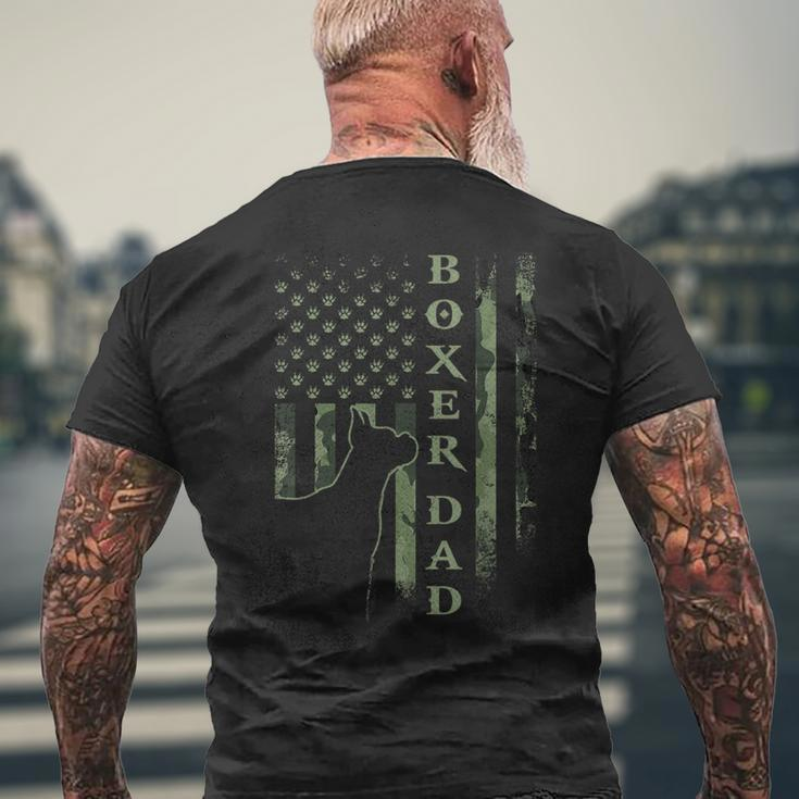 Vintage Usa American Camo Flag Proud Boxer Dad Silhouette Men's T-shirt Back Print Gifts for Old Men