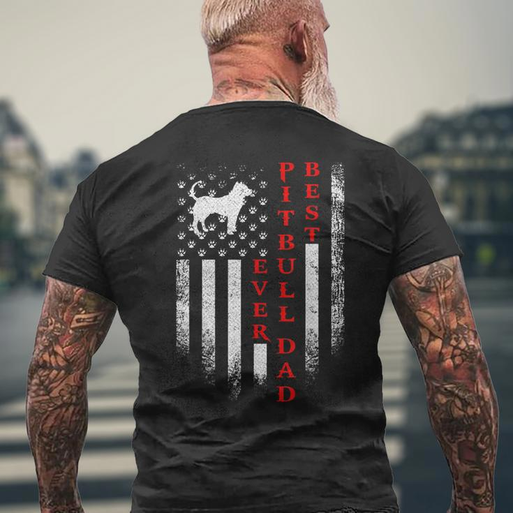 Vintage Usa American Flag Best Pit Bull Pitbull Dog Dad Ever Men's Back Print T-shirt Gifts for Old Men