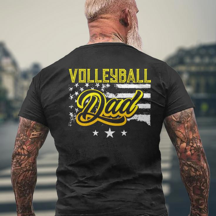 Volleyball Dad American Flag Men's Back Print T-shirt Gifts for Old Men