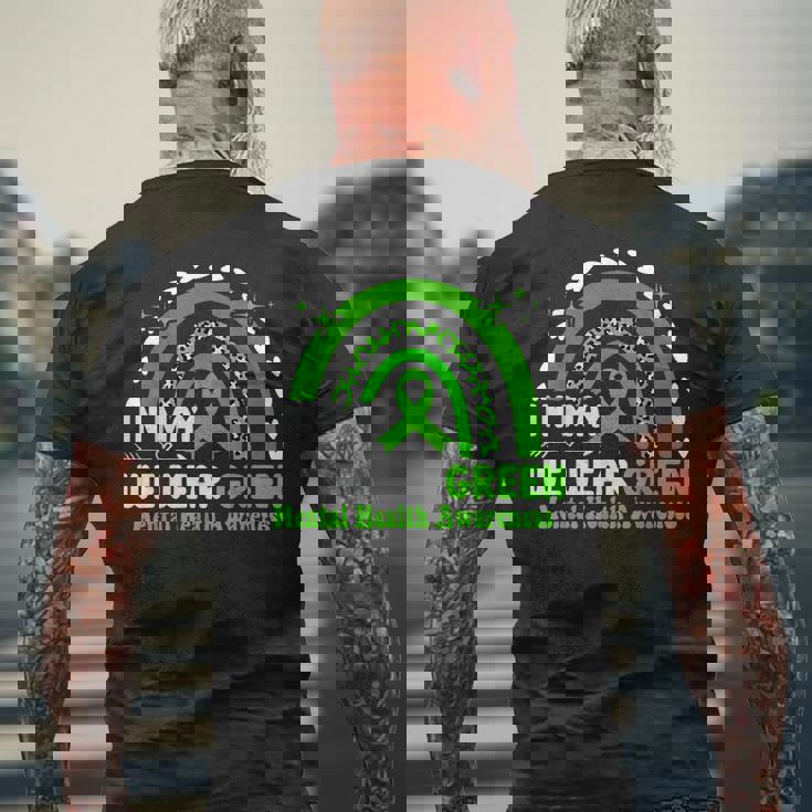 We Wear Green Mental Health Awareness Mental Health Matters Mens Back Print T-shirt Gifts for Old Men