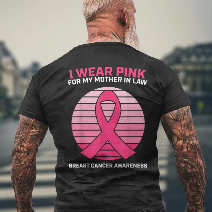 Women Wear Pink Mother In Law Breast Cancer AwarenessMen's Back Print T-shirt Gifts for Old Men
