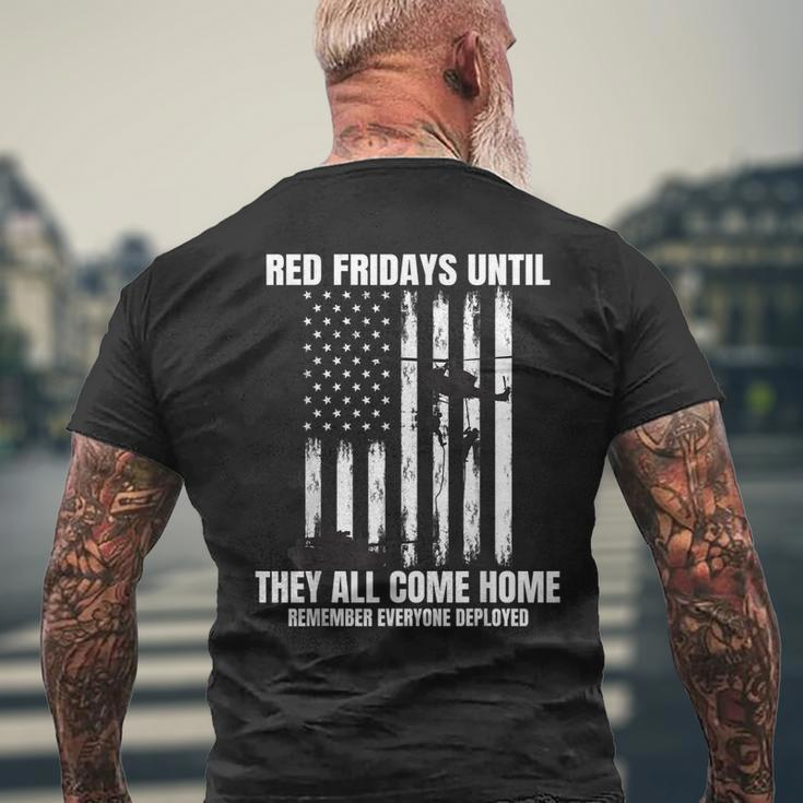 Wear Red On Fridays Military Remember Everyone Deployed Flag Men's Back Print T-shirt Gifts for Old Men