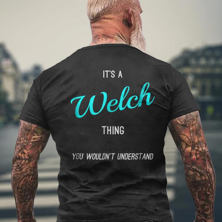 Welch Last Name Family Names Mens Back Print T-shirt Gifts for Old Men