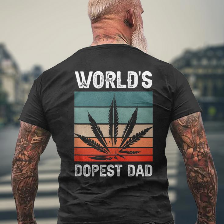 Worlds Dopest Dad Marijuana Cannabis Weed Vintage Men's T-shirt Back Print Gifts for Old Men