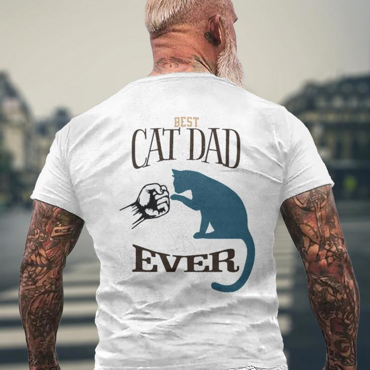 Best Cat Dad Ever Fist Bump Blue Cat Personalized Cat Dad Men's Back Print T-shirt Gifts for Old Men