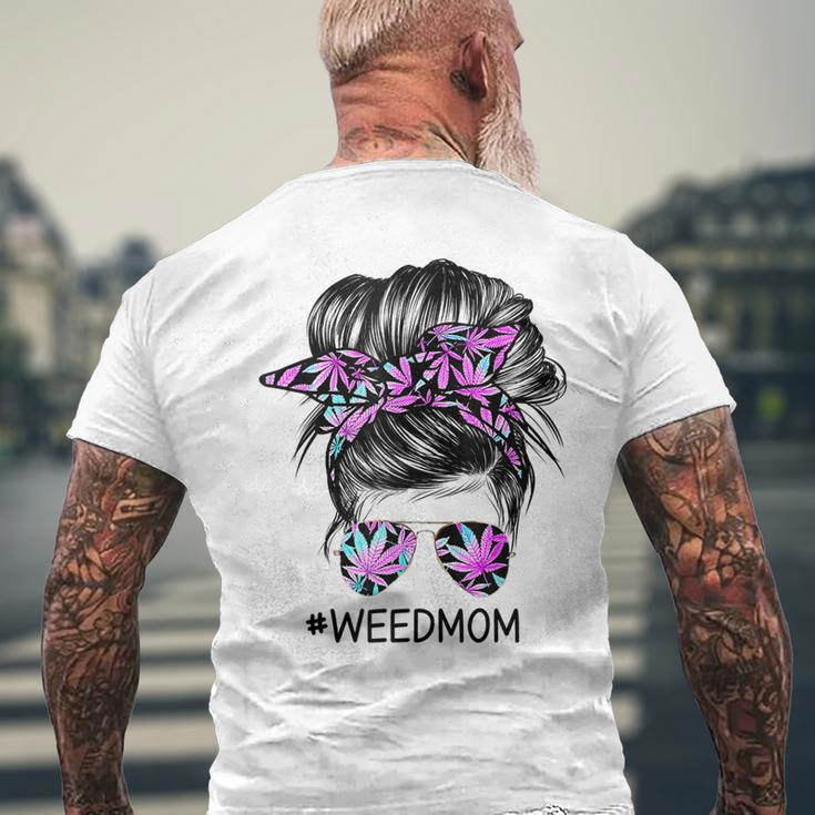 Classy Mom Life With Leopard Mom Marijuana Weed Lover Men's Back Print T-shirt Gifts for Old Men
