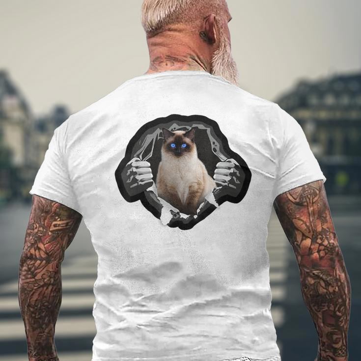 Cool Siamese Cat Torn Cloth For Cats Mom Cats Dad Mens Back Print T-shirt Gifts for Old Men