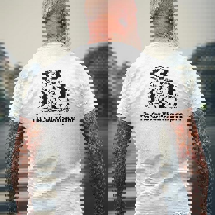 The Cow Whisperer- Cute Black And White Resting Cow Men's Back Print T-shirt Gifts for Old Men