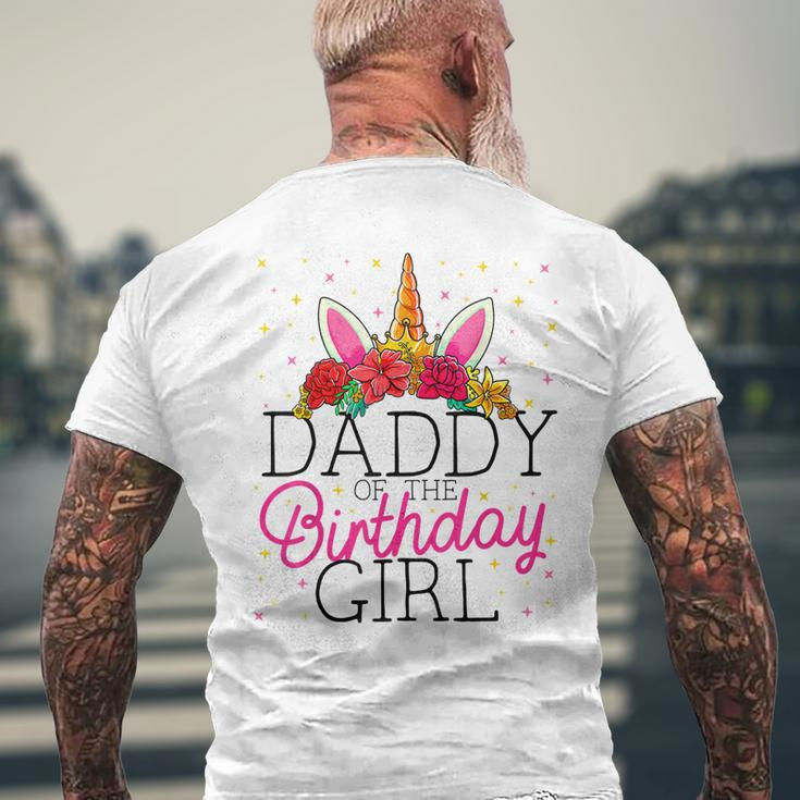 Daddy Of The Birthday Girl Father Unicorn Birthday Gift For Mens Mens Back Print T-shirt Gifts for Old Men
