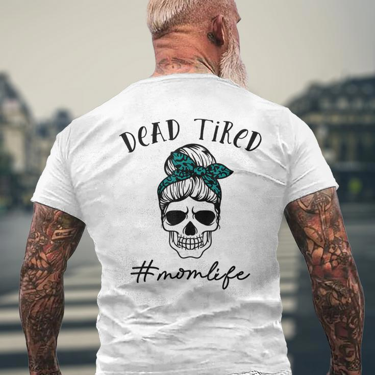 Dead Tired Mom Life Leopard Skull Sunglasses Men's Back Print T-shirt Gifts for Old Men