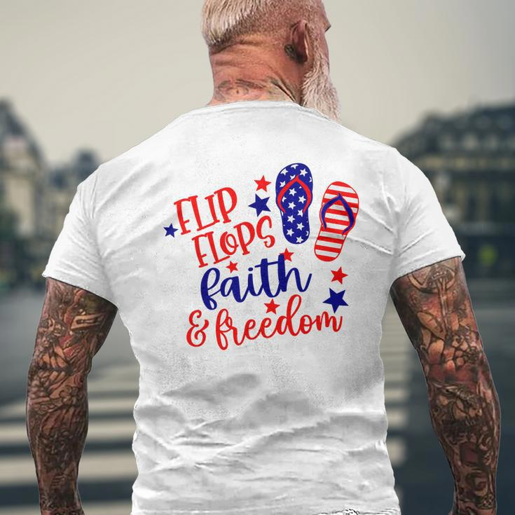 Flip Flops Faith And Freedom Mens Back Print T-shirt Gifts for Old Men