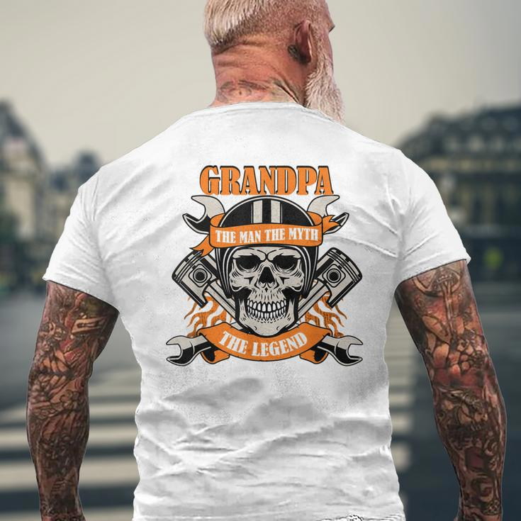 Grandpa The Man The Myth The Legend Funny Biker Grandpa Gift Gift For Mens Mens Back Print T-shirt Gifts for Old Men