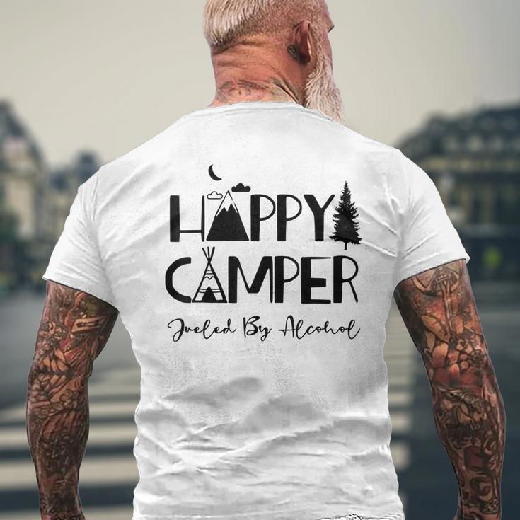 Happy Camper Fueled By Alcohol Drinking Party Camping Men's Back Print T-shirt Gifts for Old Men