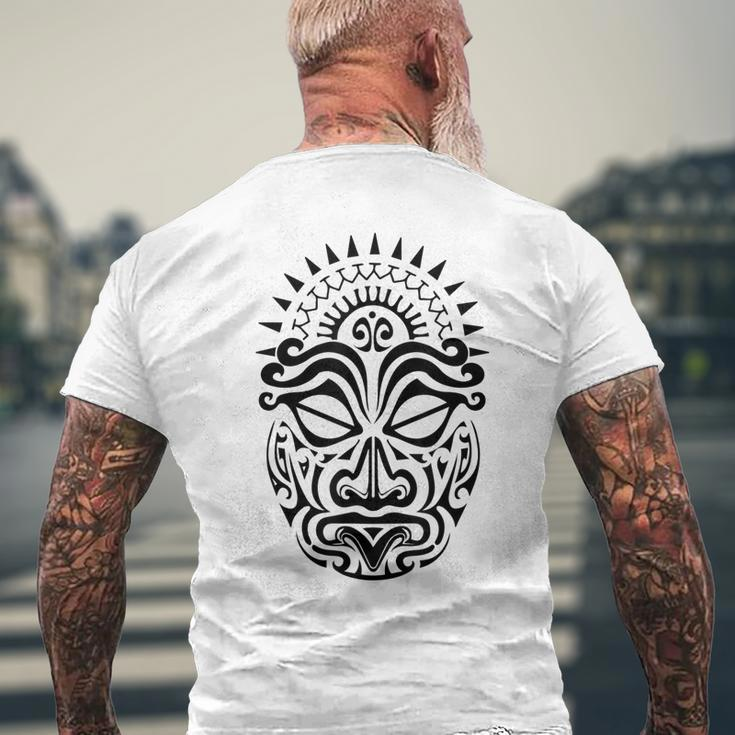 Maori Polynesian Tattoo Haka Dance Face Mask Head Men's Back Print T-shirt Gifts for Old Men
