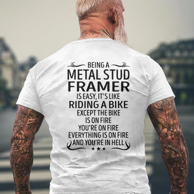 Being A Metal Stud Framer Like Riding A Bike Men's T-shirt Back Print Gifts for Old Men