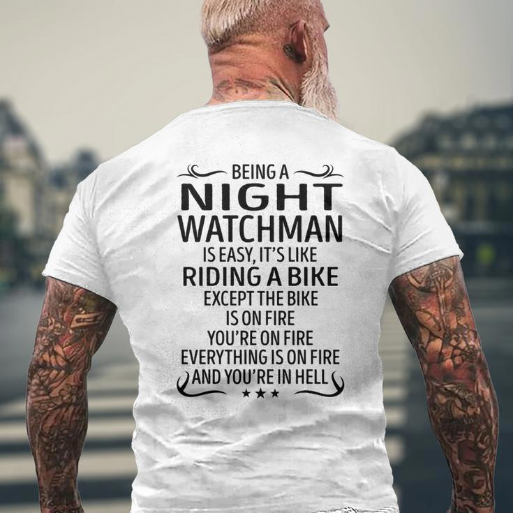 Being A Night Watchman Like Riding A Bike Men's T-shirt Back Print Gifts for Old Men